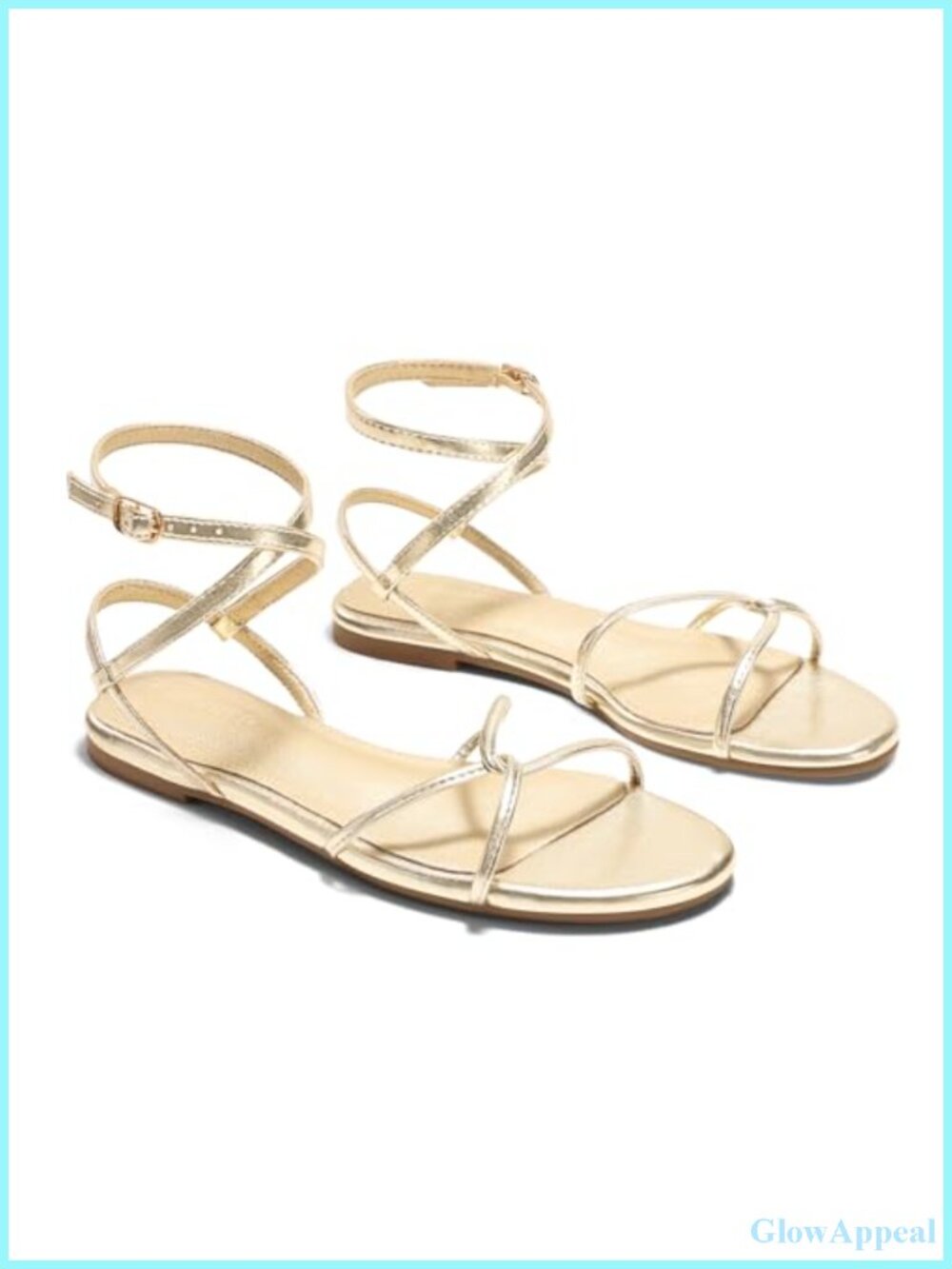 Womens Flat Sandals Strappy Open Toe Cross Strap Lace Up Faux Leather Summer